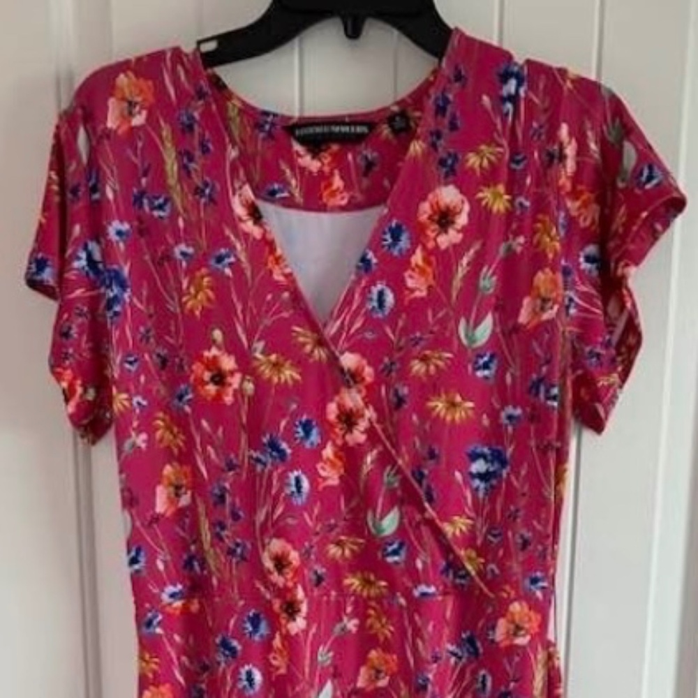New Women’s Brooke Shields Timeless Faux Wrap Maxi Dress Floral Rose Mauve XXS
